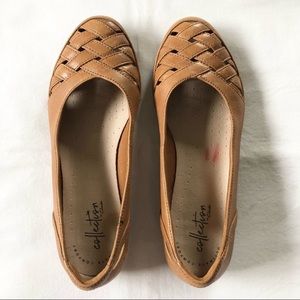 Clarks Gracelin Maze Brown Woven Leather Flats